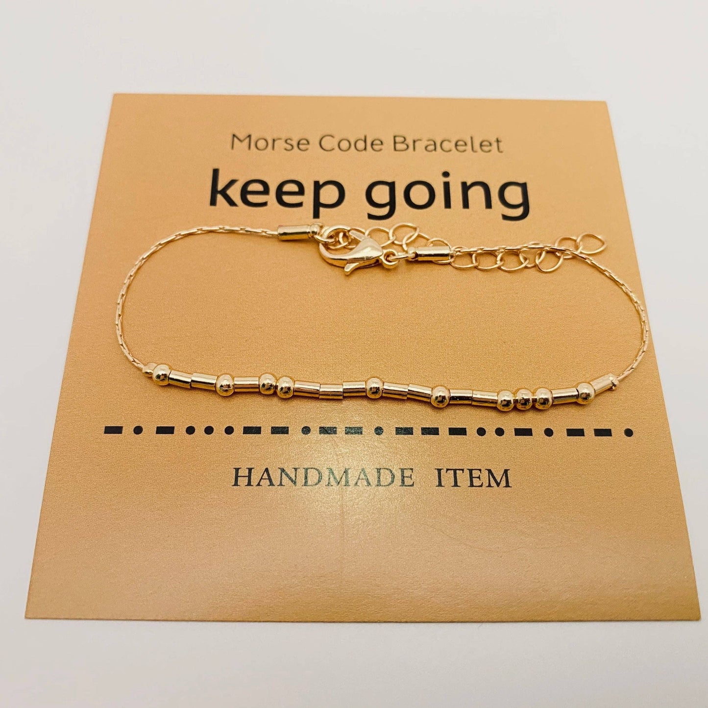 Never give up Handmade Golden Morse Code Bracelet: