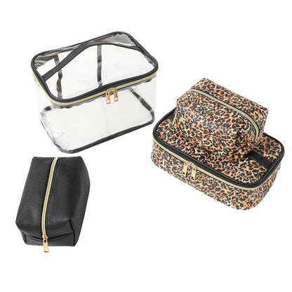 4pc Leopard Black Cosmetic Set