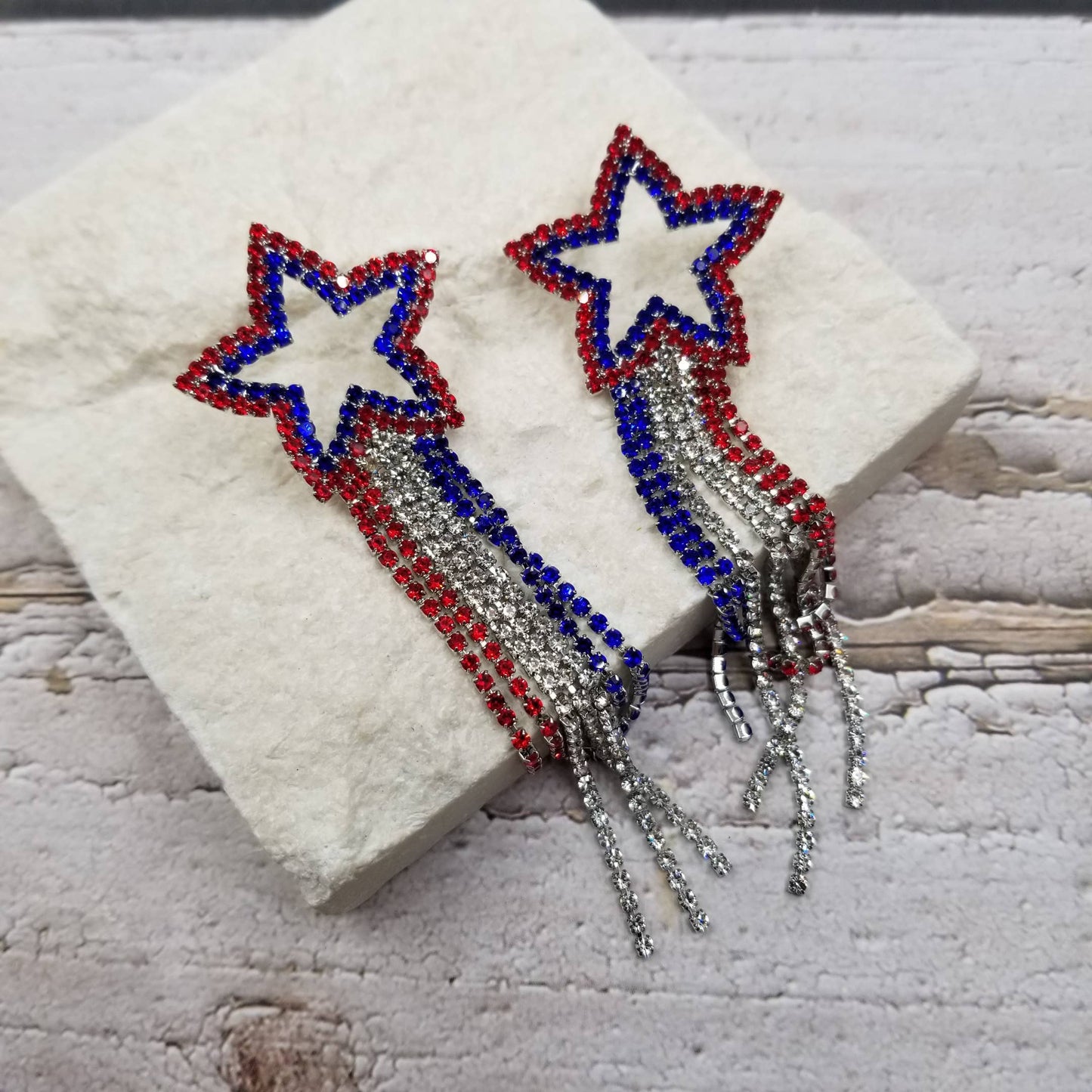 4th of July Independence Day Star Tassel Earrings