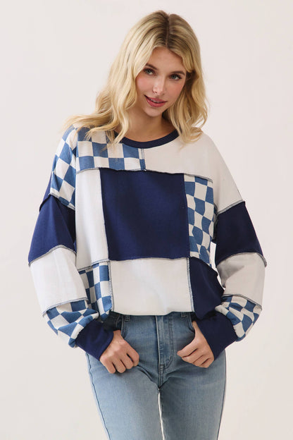CheckMate Print Patchwork pullover top