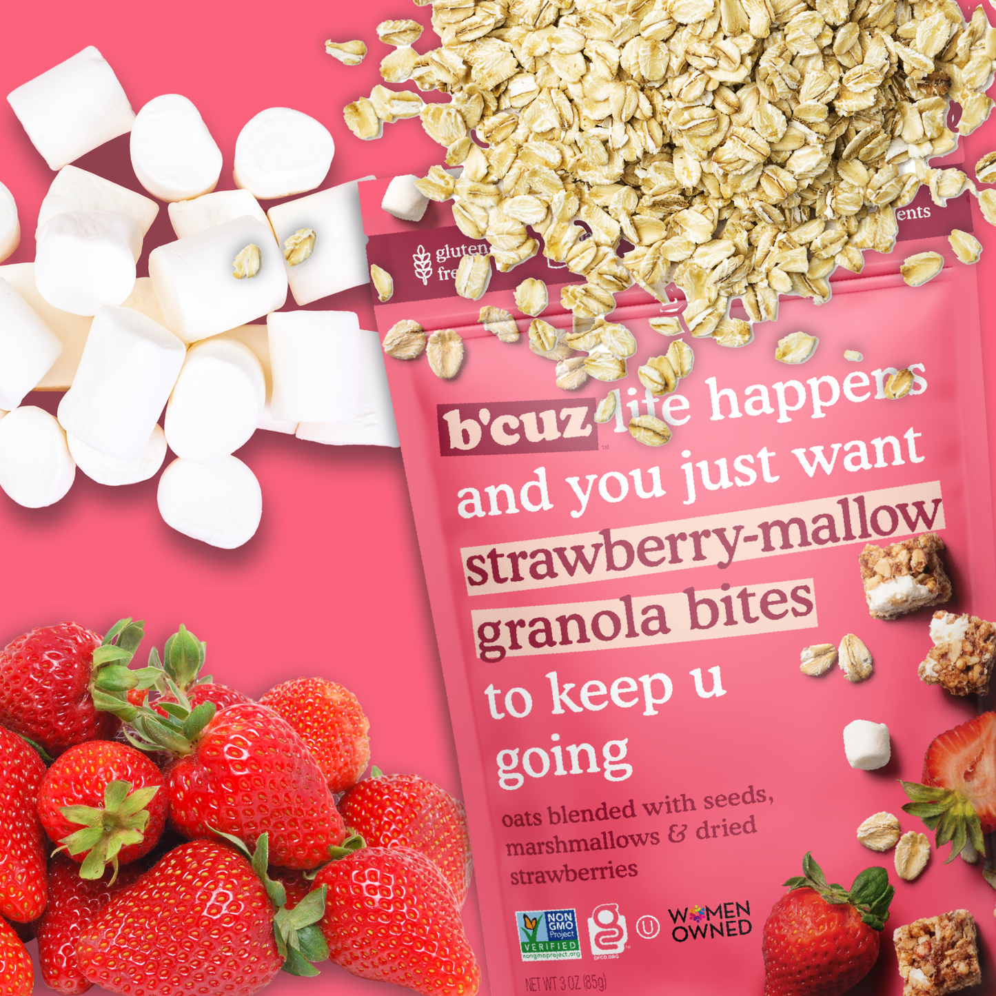 Strawberry Mallow Granola Bites 3oz.