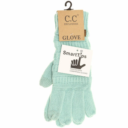 Light Grey Solid Cable Knit CC Gloves: