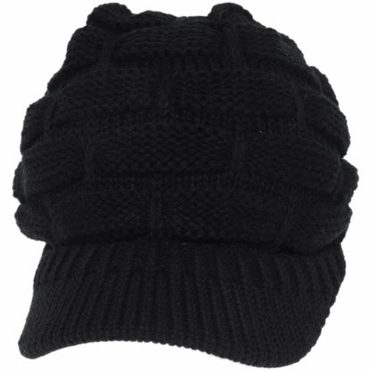 Ribbed Knit Hat with Brim