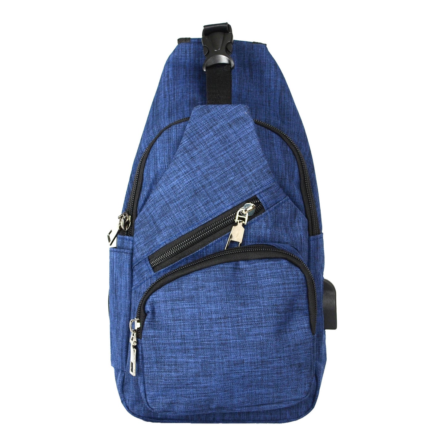 Navy Anti-theft Sling Daypack With USB Charging Port