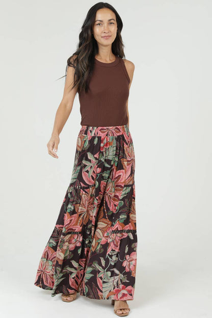 Bahama WIDE LEG LACE INSERT PRINTED FLARE PANTS