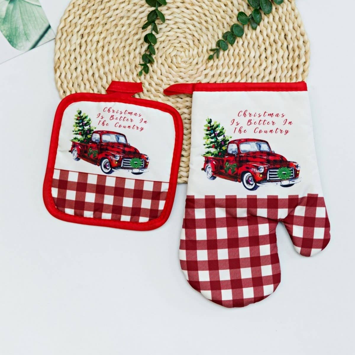 Christmas Oven Mitt & Pot Holder Set