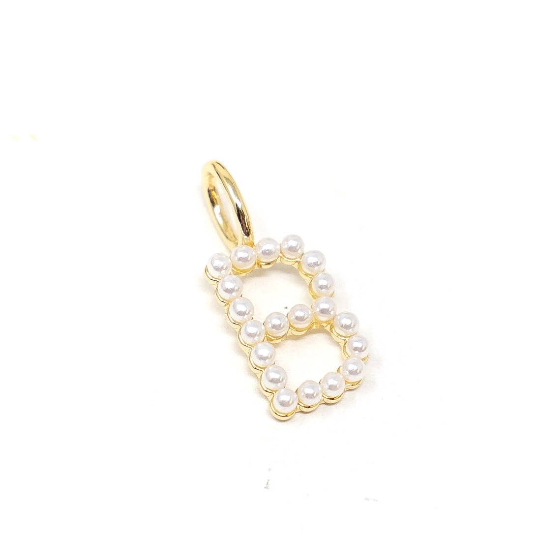 Pearl Initial Charm: Gold / E