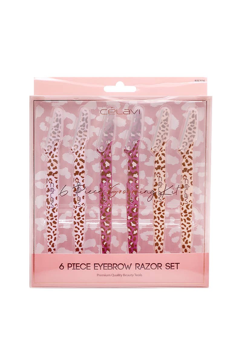 6 piece Eyebrow Razor Set Animal Print