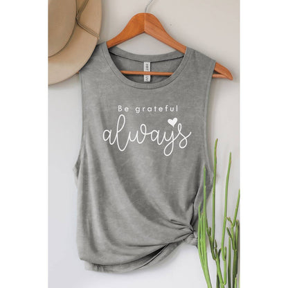 BE GARTEFUL GRAPHIC TANK TOP: Mineral Grey