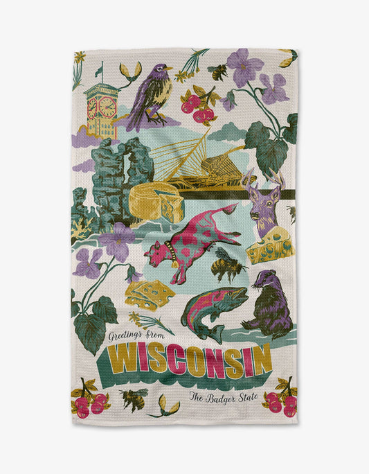 Greetings From Wisconsin Tea Towel