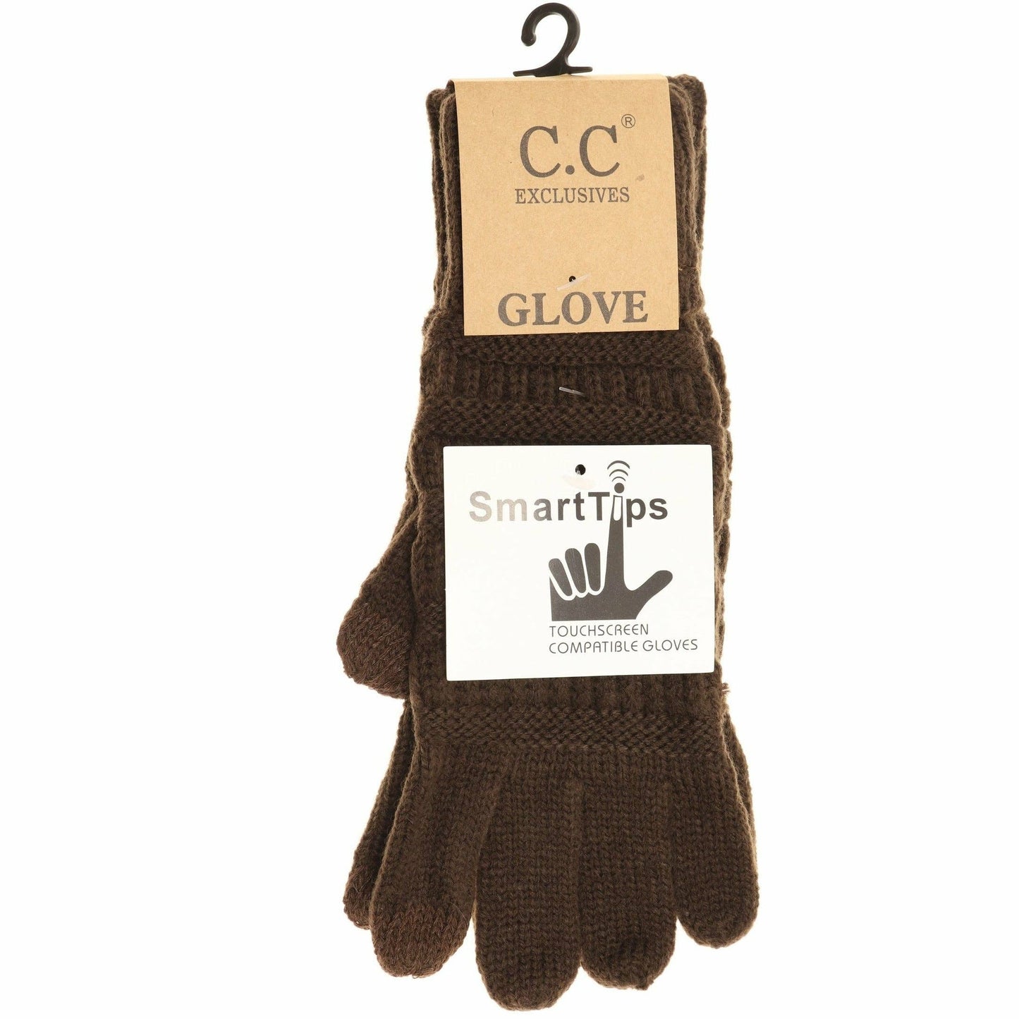 Light Grey Solid Cable Knit CC Gloves: