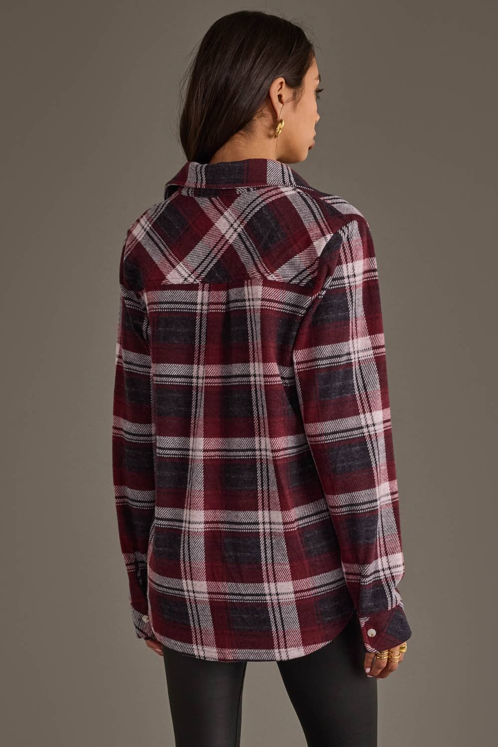 Maroon Plaid Button Up Flannel