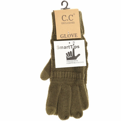 Light Grey Solid Cable Knit CC Gloves: