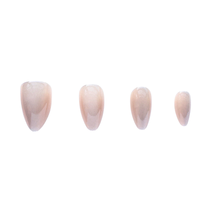 Cat Eye | Neutral Shiny Short Almond Press-On Nails Set