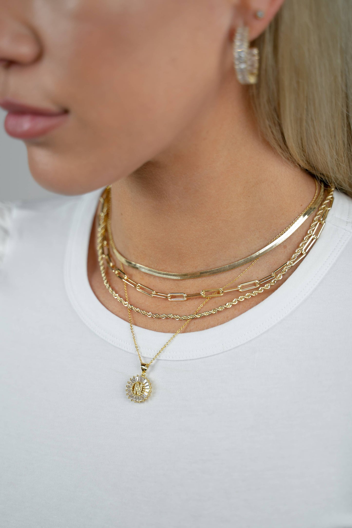 Skinny Herringbone Chain: Gold