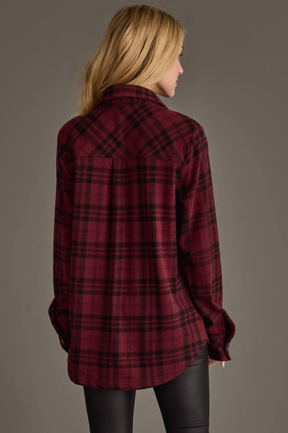 Lumber Jane Maroon & Black Plaid Button Up Flannel