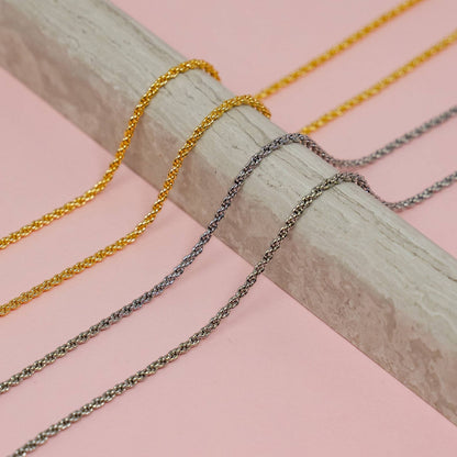 Skinny Rope Chain Necklace | Threader Charm Necklace : Gold / 16 Inches