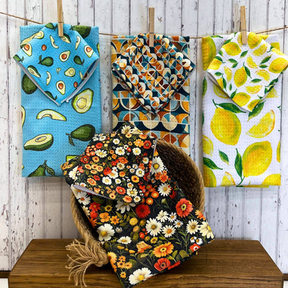 Lemon Kitchen Decor Waffle Kitchen Tea Towels