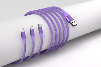3-in-1 Lavender Cable For IPhone/Ipad & Android Devices