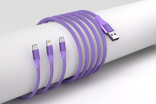 3-in-1 Lavender Cable For IPhone/Ipad & Android Devices