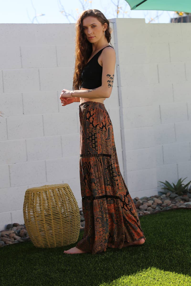 Bermuda WIDE LEG PANTS WITH LACE INSERTS