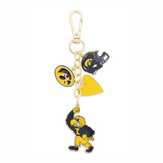 Iowa Hawkeyes Heart Cluster Bag Charm