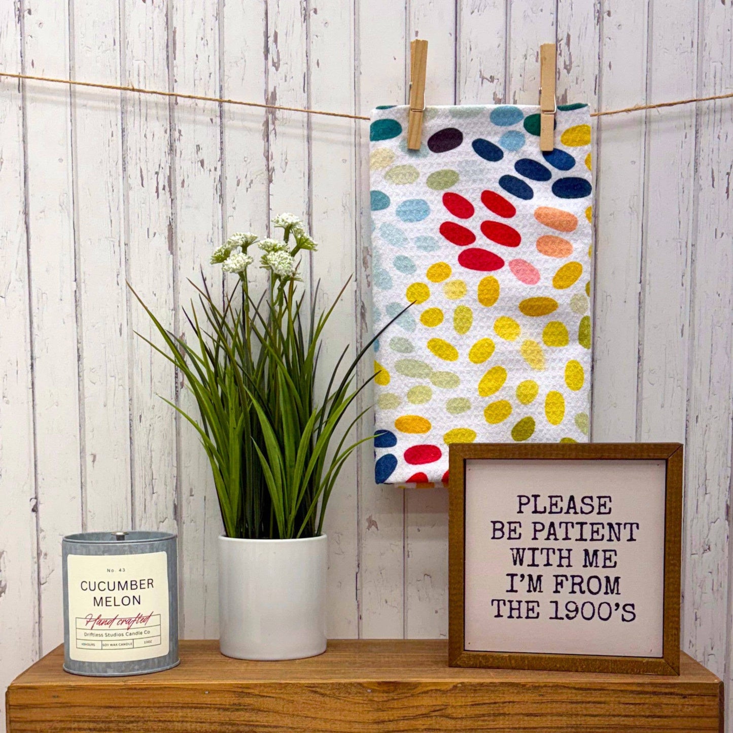 Color Swirls Motif Waffle Kitchen Tea Towels
