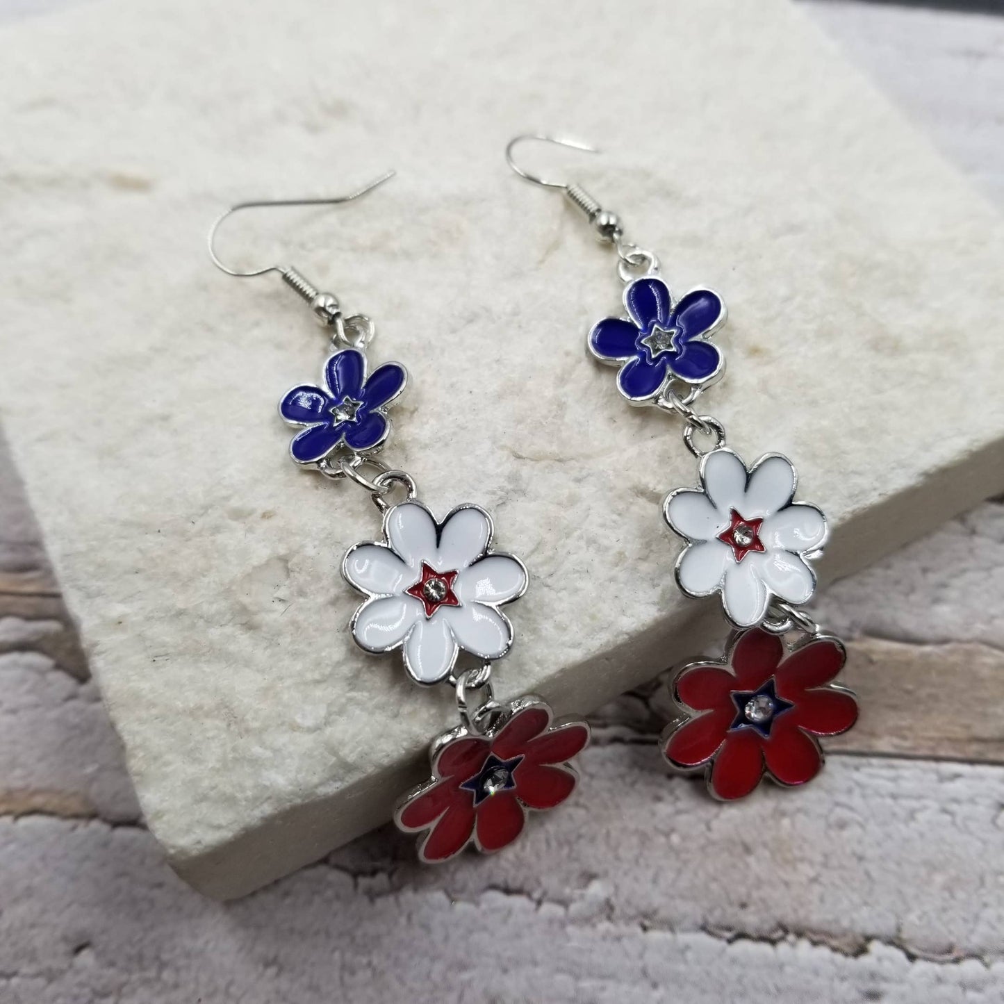 4th of July Tassel Flower Patriotic Earrings