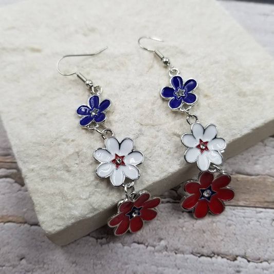 4th of July Tassel Flower Patriotic Earrings