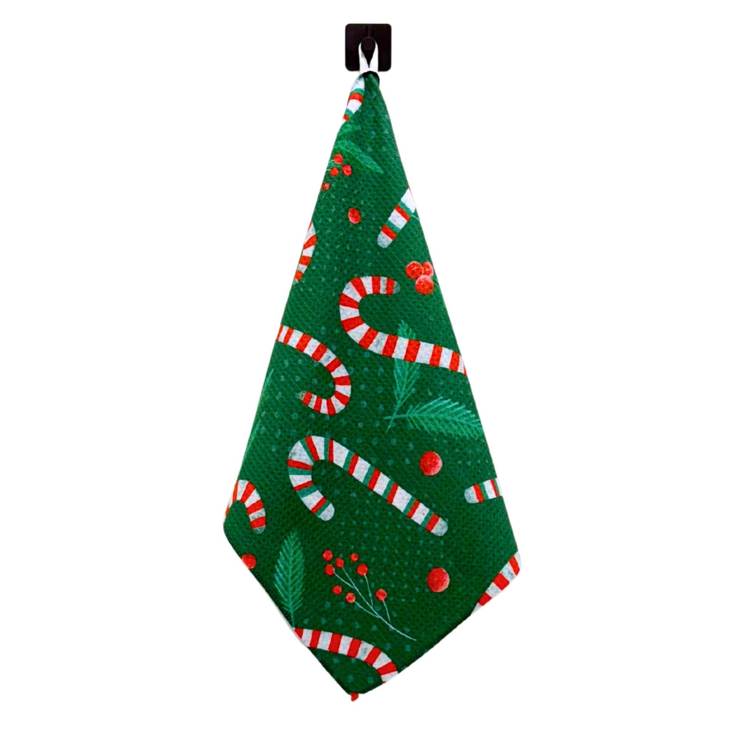 Christmas Candy Cane Kitchen Waffle Tea Towels Holiday Decor