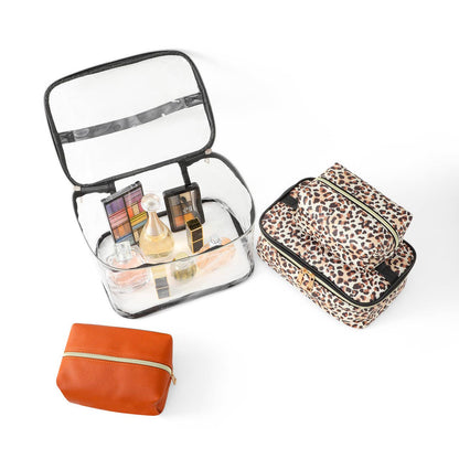 4pc Leopard Brown Cosmetic Set