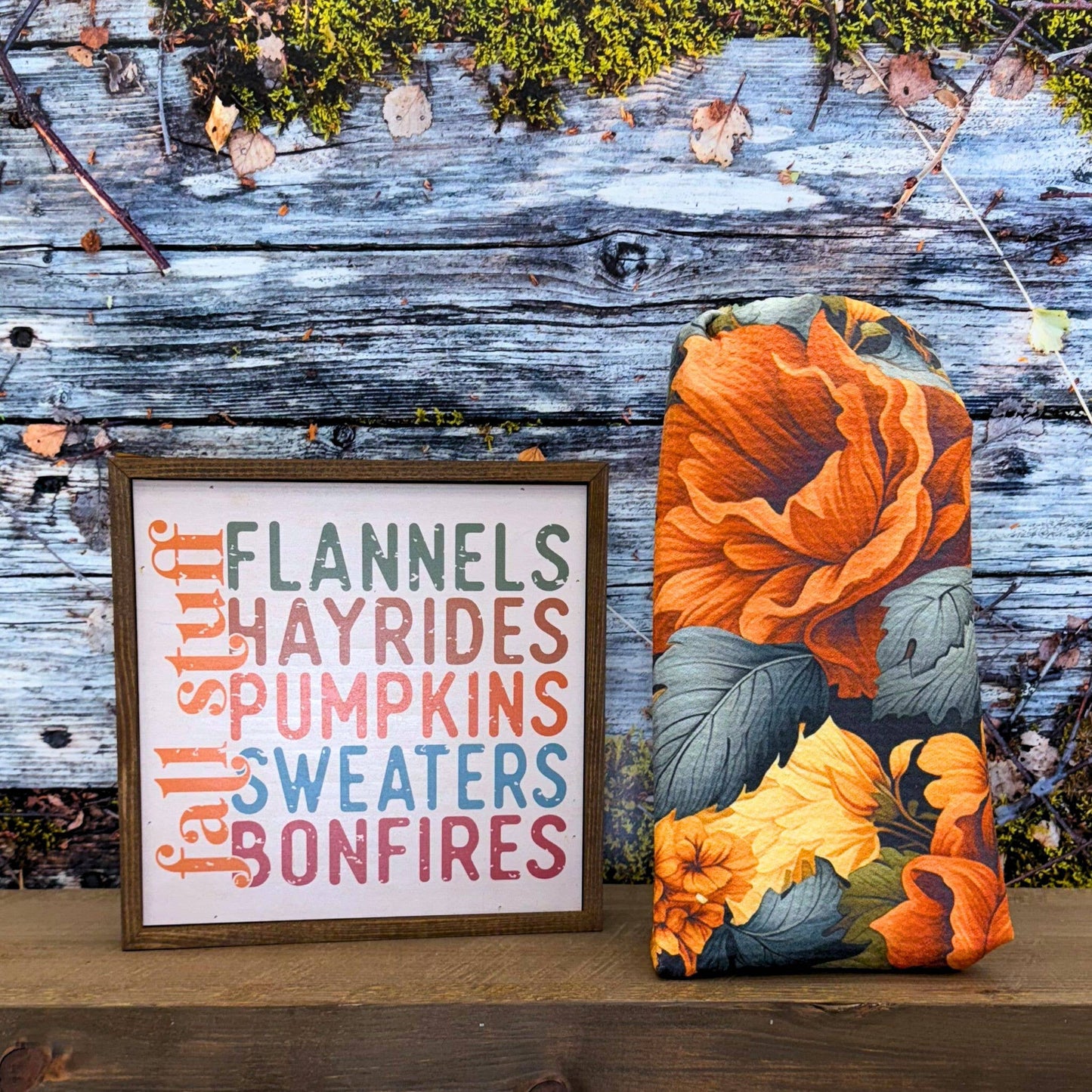 Fall Floral Flowers Pattern Waffle Towels Fall Decor
