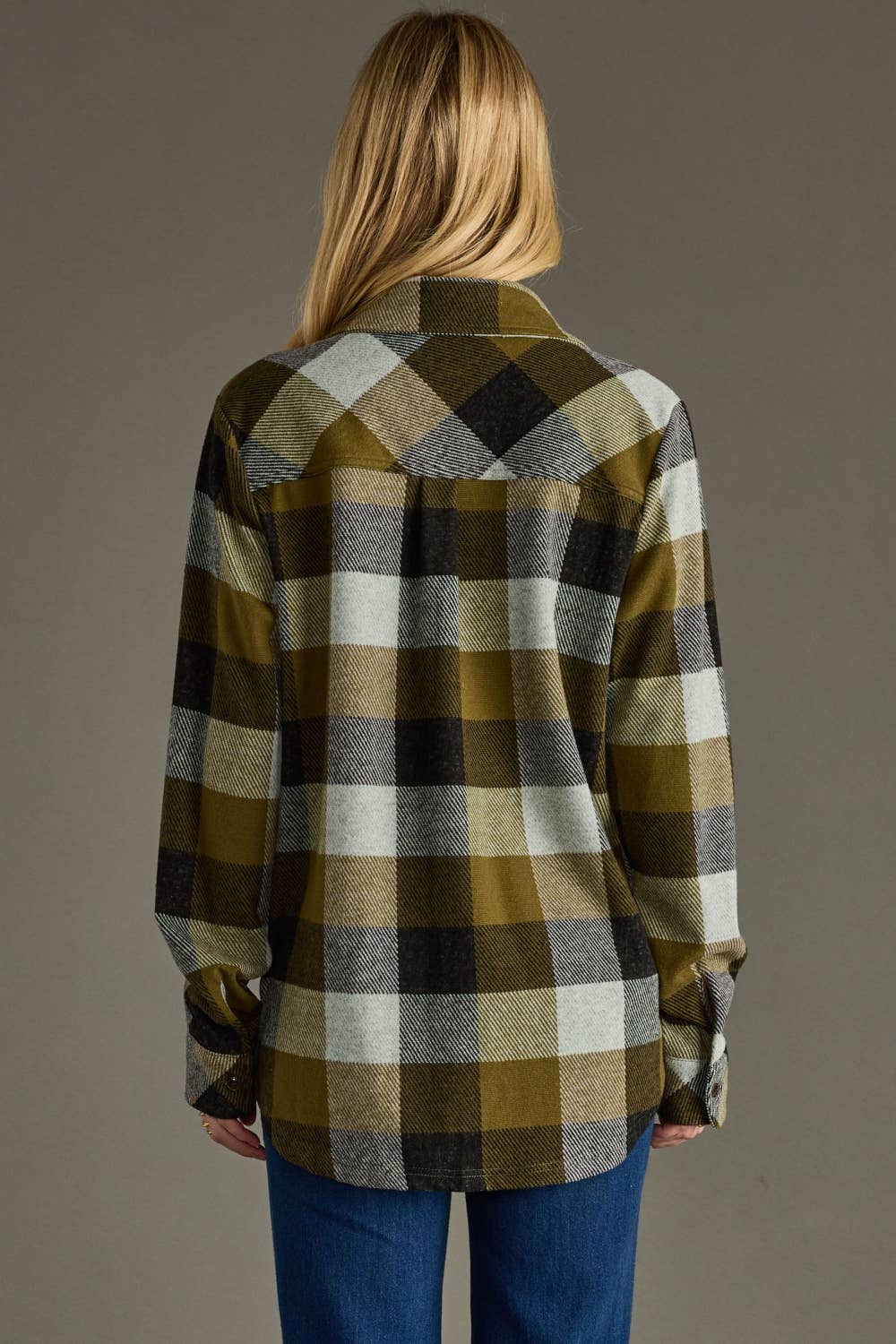 Into the Forest Olive & Black Plaid Button Up Flannel
