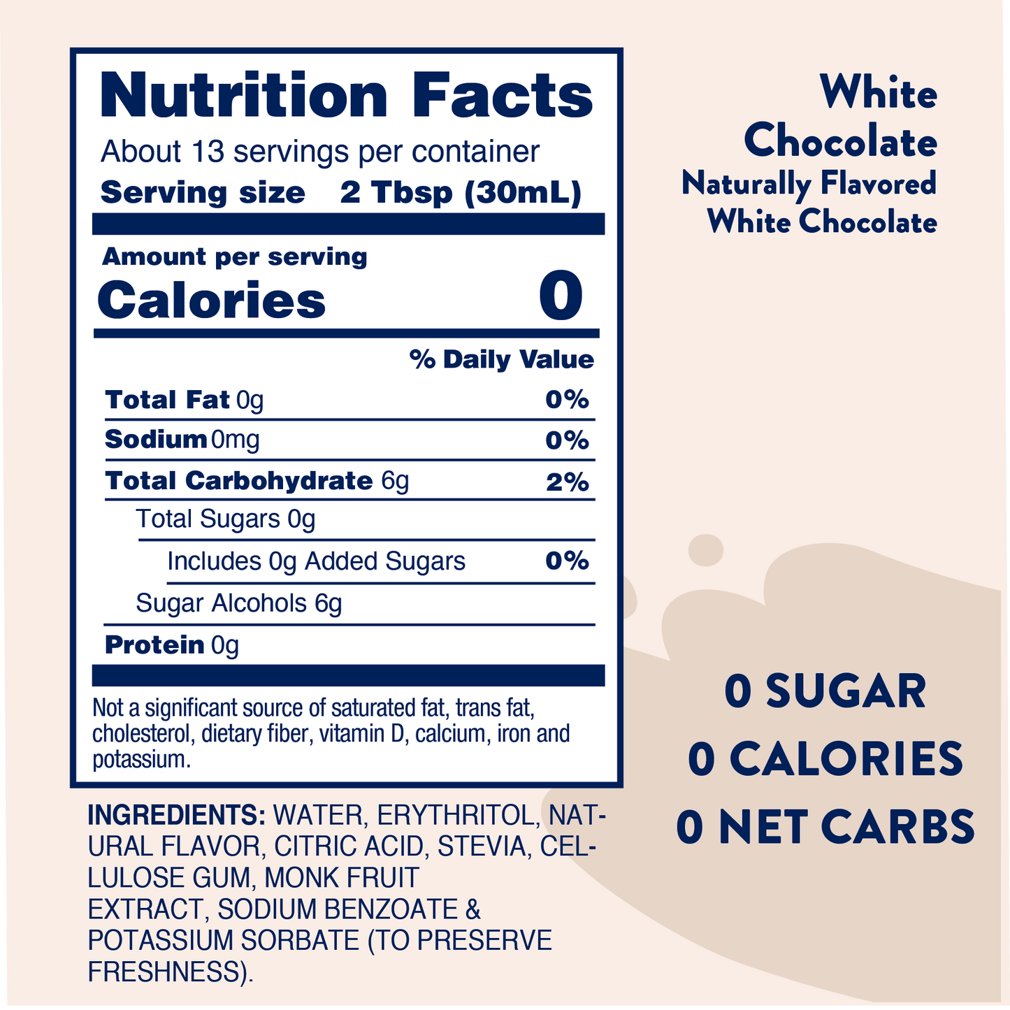 Naturally Sweetened White Chocolate Syrup