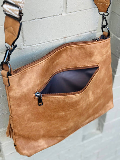 Camel Cambrie Crossbody Purse