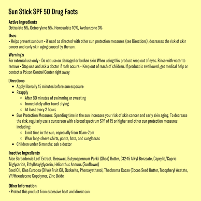 Bask SPF 50 Fragrance Free Sunscreen Stick - Face & Lip Balm