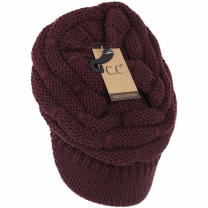 Ribbed Knit Hat with Brim