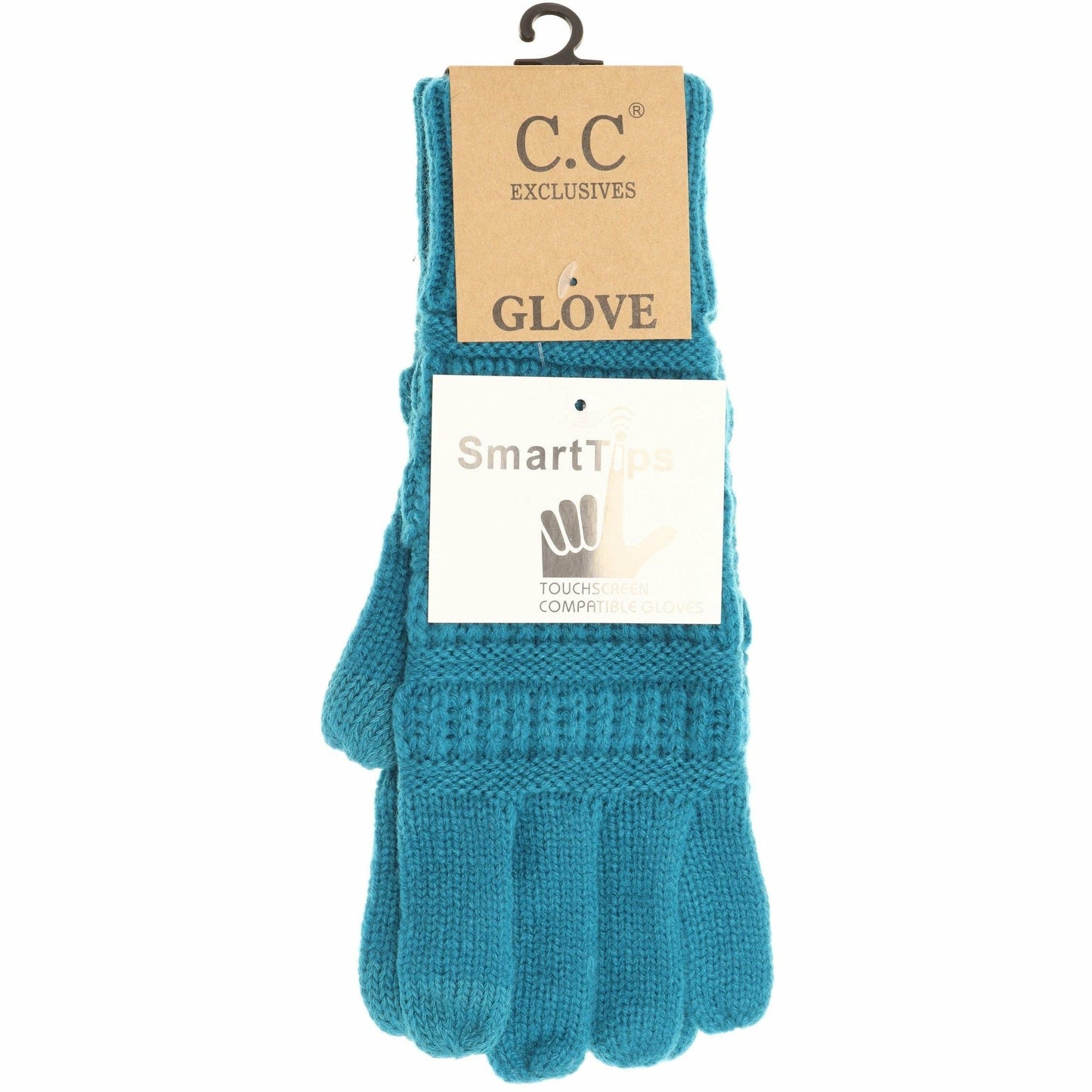 Light Grey Solid Cable Knit CC Gloves: