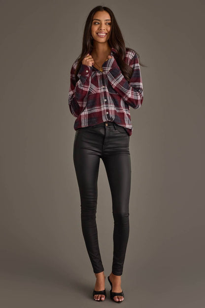 Maroon Plaid Button Up Flannel