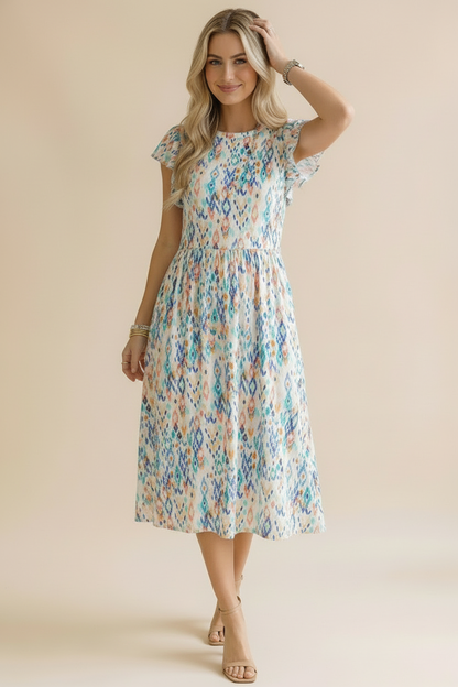Lucia Ruffle Sleeve Dress