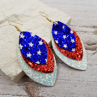 4th of July Shiny Leather Earrings