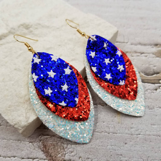 4th of July Shiny Leather Earrings