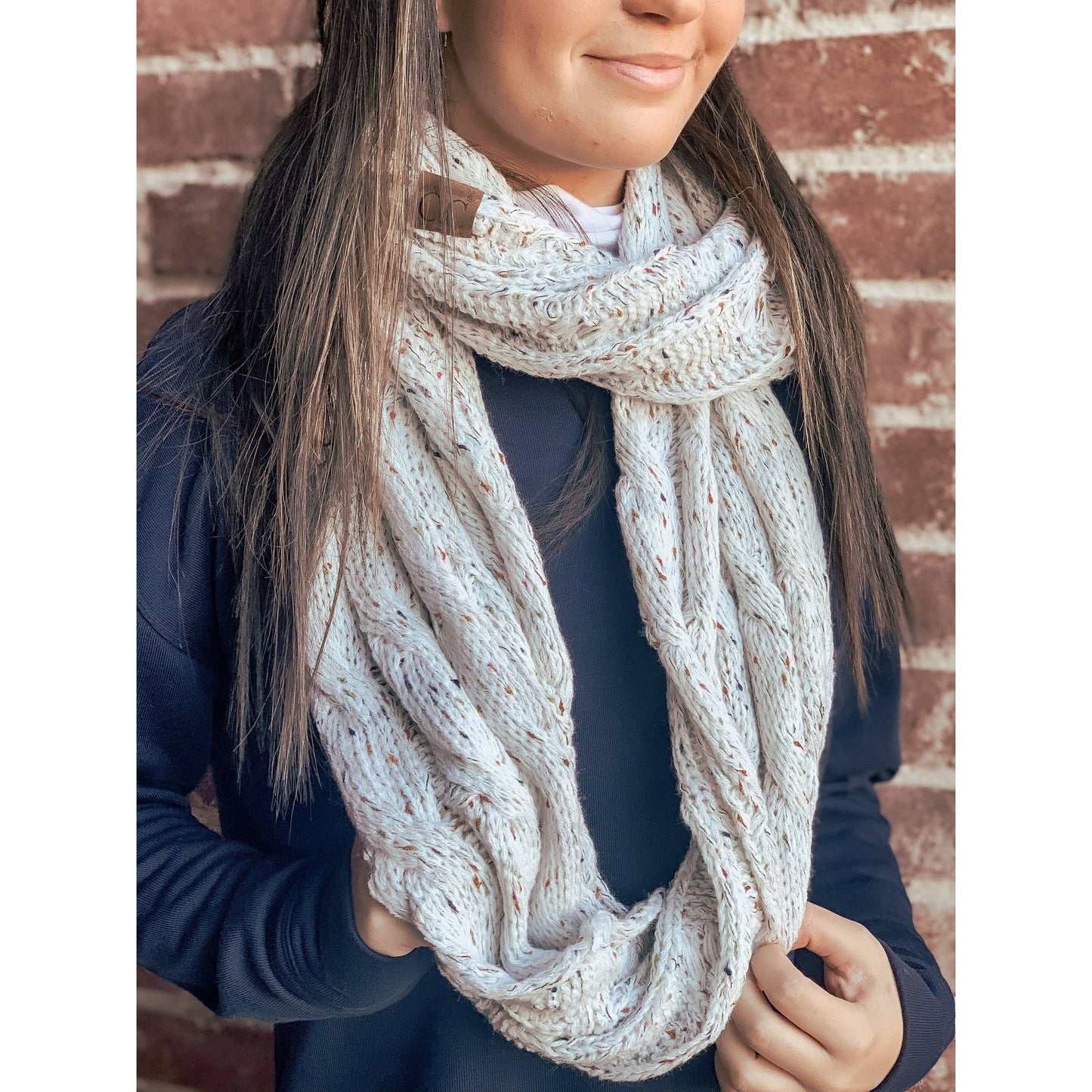 Oatmeal Flecked CC Infinity Scarf: