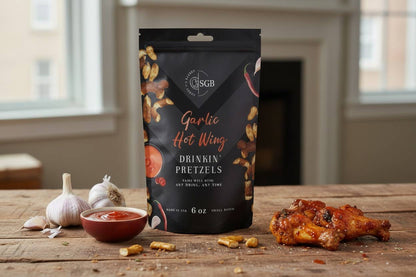 Garlic Hot Wing Flavored Sourdough Pretzels - 6oz Pouch