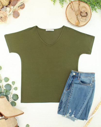 IN STOCK Chloe Cozy Top - Dark Olive