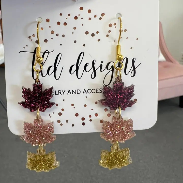 Colored Fall Leaves Earrings