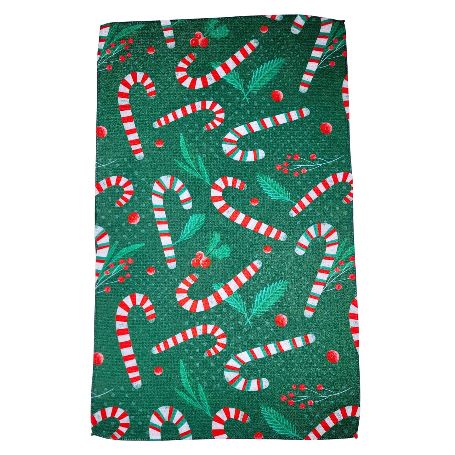 Christmas Candy Cane Kitchen Waffle Tea Towels Holiday Decor