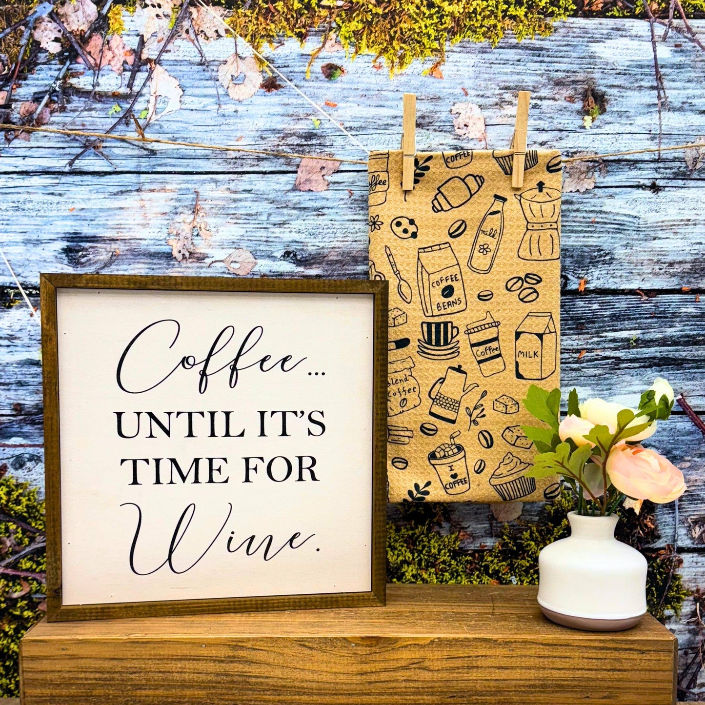 Coffee Barista Doodles Kitchen Waffle Towels - Mother's Day
