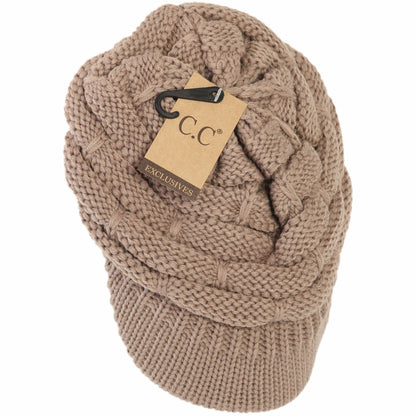 Ribbed Knit Hat with Brim
