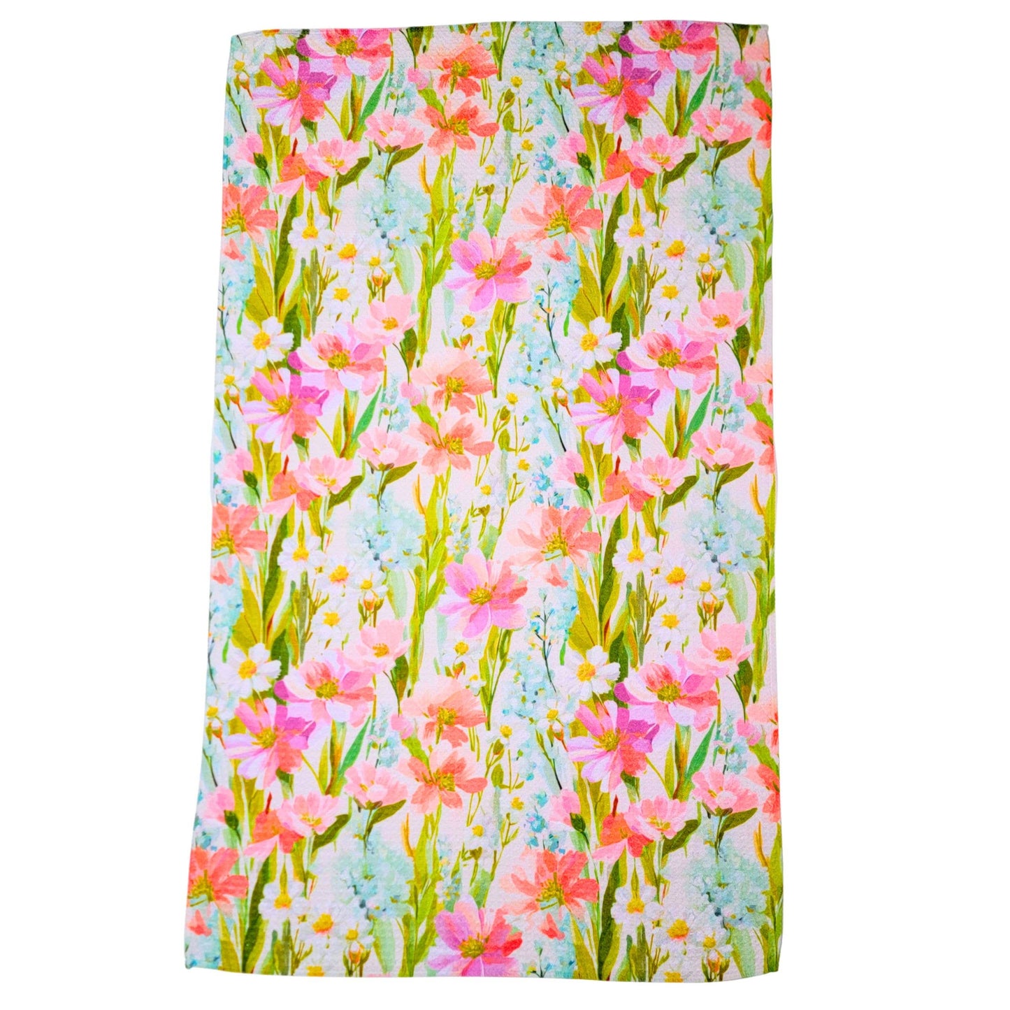 Summer Flower Bloom Waffle Kitchen Tea Towels